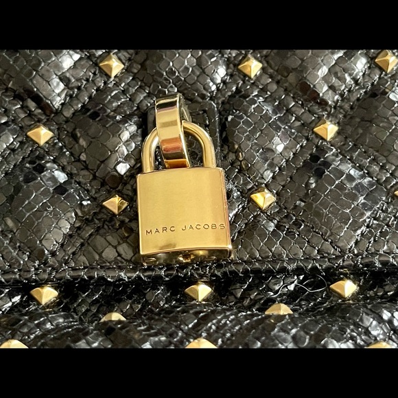 Authentic Marc Jacobs Python embossed gold studs shoulder bag and wallet. - Picture 2 of 15